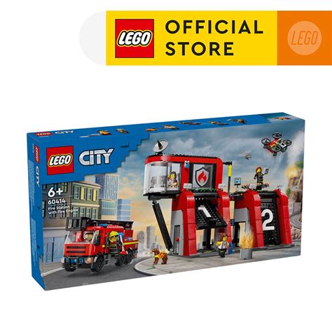 LEGO® City 60414 Fire Station with Fire Truck, Age 6+, Building Blocks, 2023 (843pcs) | Shopee ...