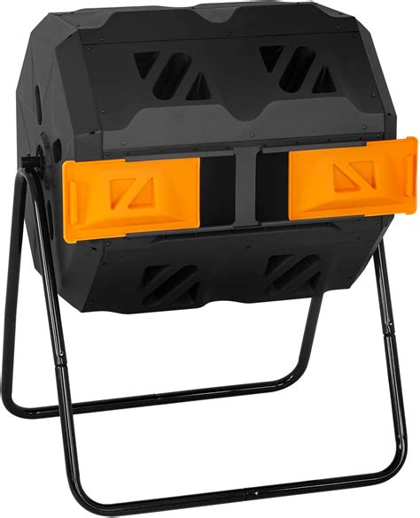 43 Gallon Outdoor Composting Bin with Dual Chamber, Sliding Doors ...