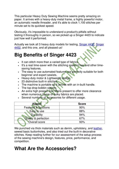 PPT - Singer 4423 Reviews The King of Heavy Fabrics PowerPoint Presentation - ID:11724301