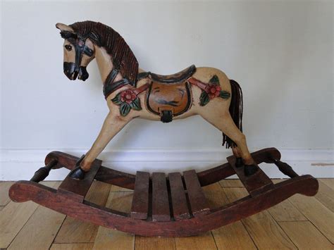 Vintage Hand Carved Wooden Rocking Horse | Antique rocking horse, Rocking horse diy, Wooden ...