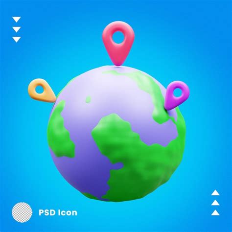 Premium PSD | 3d globe with location map pin icon isolated or 3d location pin icon with globe ...