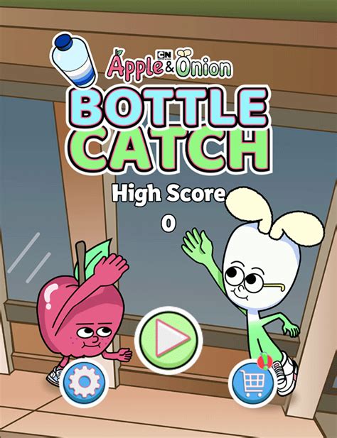 🕹️ Play Apple & Onion Bottle Catch Game: Free Online Cartoon Bottle Throwing Game for Kids