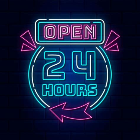 Free Vector | Neon open 24 hours sign