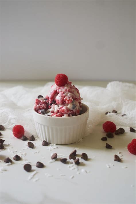 Raspberry & Dark Chocolate Coconut Ice Cream with a Hint of Basil (Vegan) - fortheloveofbasil