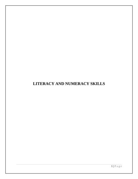 Developing Literacy and Numeracy Skills in Education