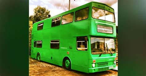 Man Turns Bright Green Double-Decker Bus Into A 3-Bedroom Home | MetaSpoon