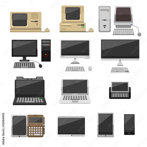 Computer technology vector evolution isolated display ...