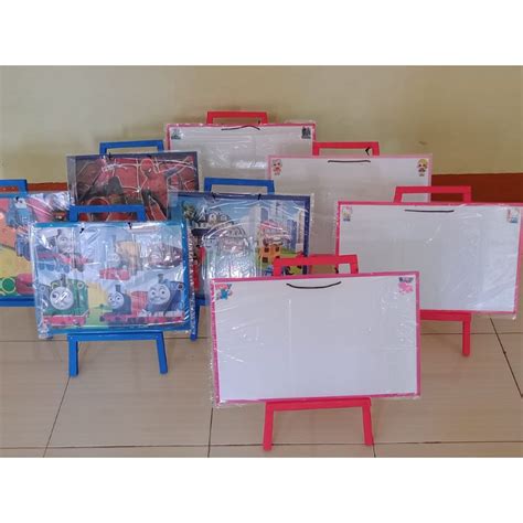 Jual papan tulis dan penyangga kayu/papan tulis anak lengkap dengan kaki/white board/papan putih ...