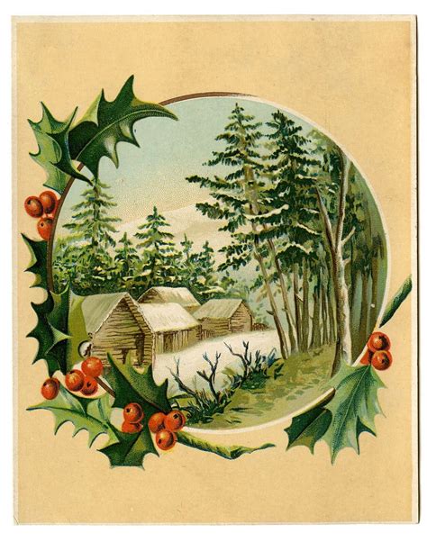 VINTAGE CHRISTMAS SCENE - The Graphics Fairy | Christmas art, Vintage ...