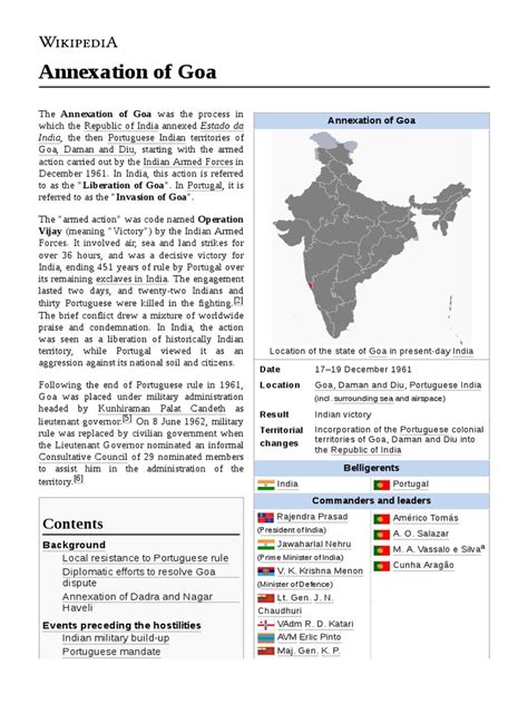 Annexation of Goa: India, The Then Portuguese Indian Territories of ...