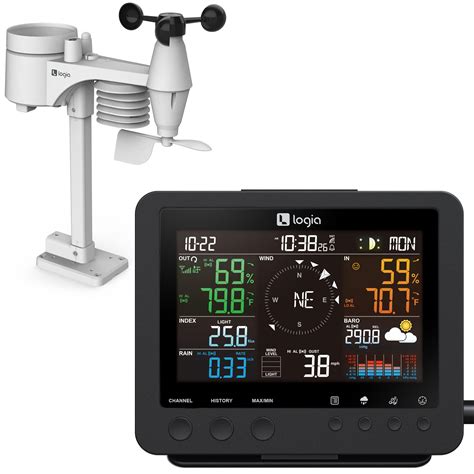 Buy Logia 7-in-1 Weather Station Indoor/Outdoor Weather Monitoring System, Temperature Humidity ...