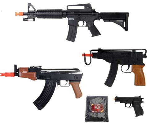 5 Pack Lot Airsoft M16 M4 Sniper Rifle Scorprion Handgun Pistol & 1000 ...