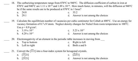 Solved a. 18. The carburizing temperature range from 870°C | Chegg.com