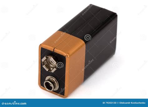 One Square Battery, Isolated on White Background Stock Photo - Image of alkaline, conservation ...