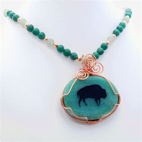 Aventurine Buffalo Spirit Totem Natural Stone Necklace - Etsy