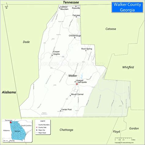 Map of Walker County, Georgia showing cities, highways & important places. Check Where is Walker ...