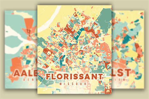 Florissant Missouri Colorful Map Graphic by Poster Boutique · Creative ...