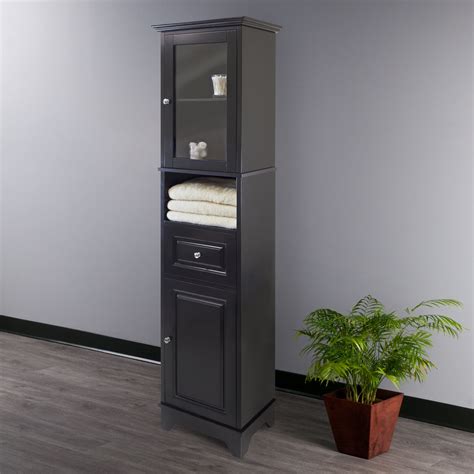 Winsome Wood Alps Tall Cabinet with Glass Door, Black Finish - Walmart.com