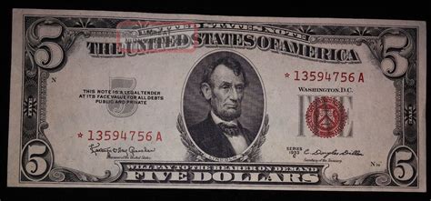 Star 1953c $5 Red Seal Note Five Dollar Bill