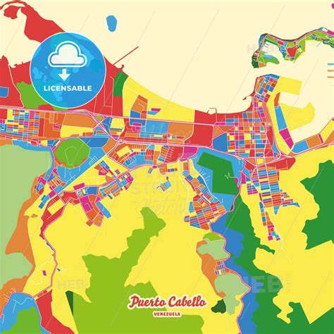 Puerto Cabello, Venezuela Crazy Colorful Map Print Template in 2022 ...