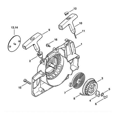 Stihl MS 180 Chainsaw (MS180C-B D) Parts Diagram, Rewind Starter