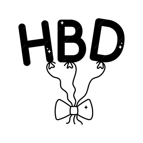 Premium Vector | Hbd doodle vector outline sticker eps 10 file