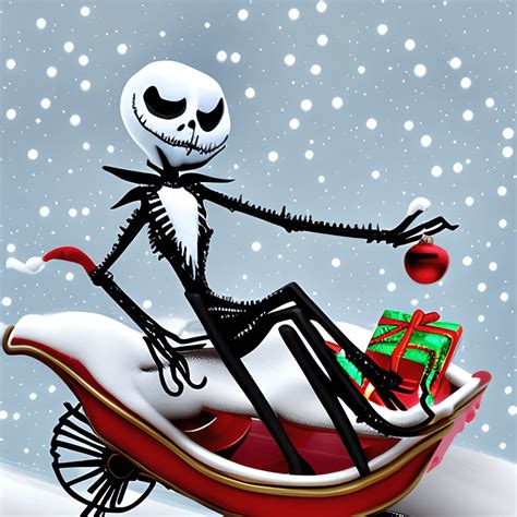 Jack Skellington Riding in a Christmas Sleigh · Creative Fabrica