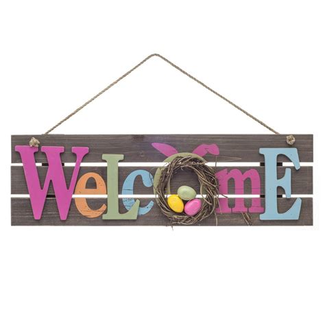 Easter Welcome Sign - 23.63 x 7 inches | Manualidades, Decoración de unas, Muebles pintados a mano