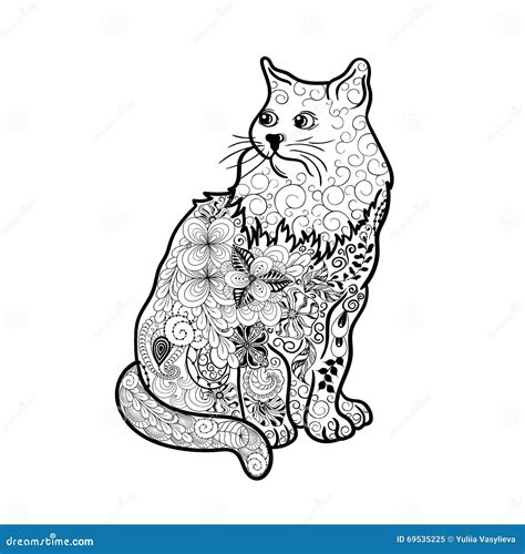 Cat doodle stock vector. Illustration of indian, detailed - 69535225