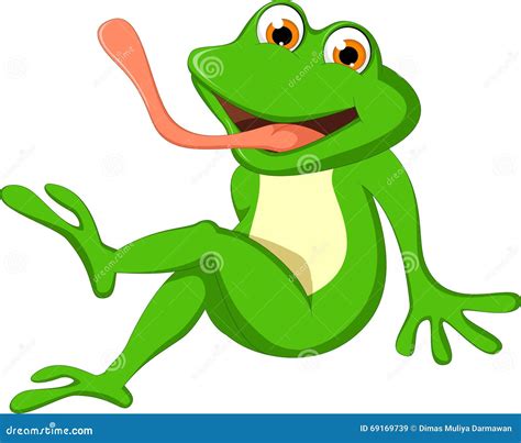 Cute cartoon frog sitting stock illustration. Illustration of excited - 69169739