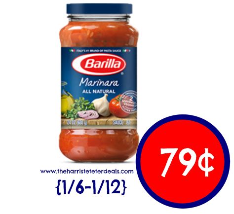 Barilla Pasta Sauce 79¢ {1/6-1/12} - The Harris Teeter Deals