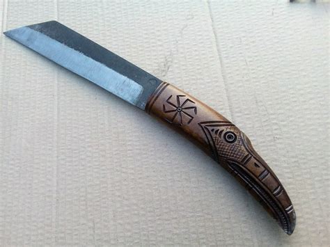 Anglo-Saxon Seax Dagger, Antlers Carved Handle (High Carbon Hand-Forged Steel Blade) | Handmade ...