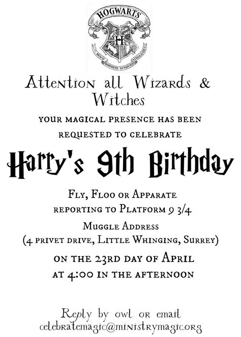 Harry Potter Birthday Invitations Free Printable - Free Printable