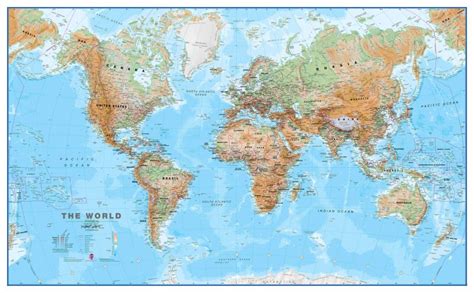 Topographic Map of the World | Range of Sizes & Finishes