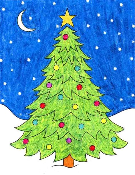 How to Draw an Easy Christmas Tree (Art Projects for Kids) | Christmas ...