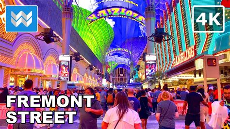 [4K] Fremont Street Nightlife in Las Vegas 2021 Walking Tour & Travel Guide 🎧 Binaural Sound ...