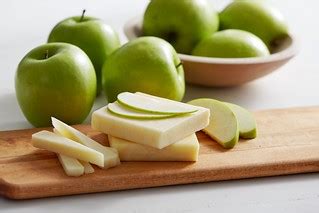 fresh sliced green Granny Smith apples and cheese on wood … | Flickr