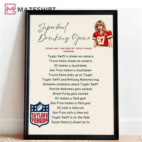 Taylor Swift Superbowl Drinking Game Poster