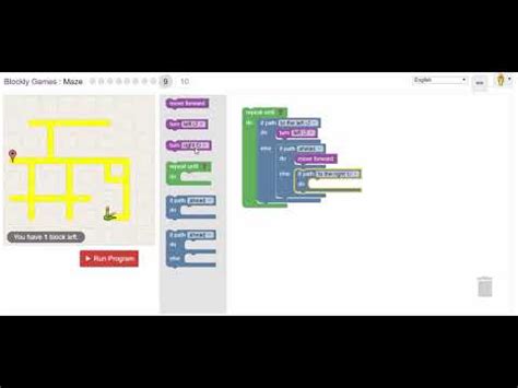 Blockly Games - Maze - Level 9 - YouTube