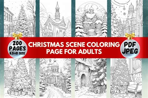 Christmas Scene Coloring Pages Graphic by ColorBound Books · Creative ...