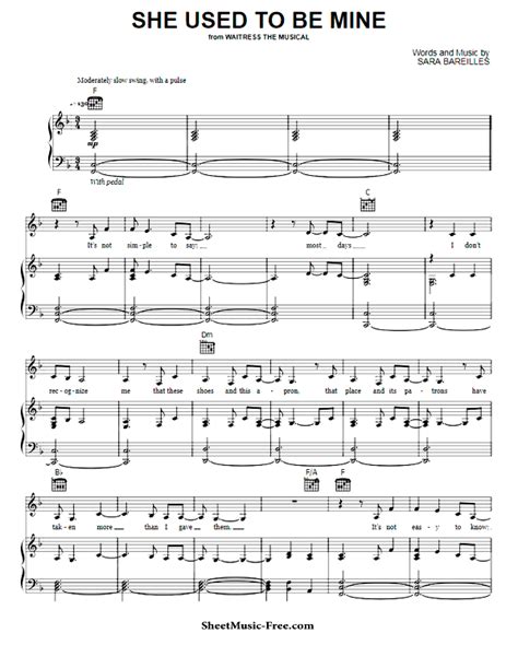 She Used To Be Mine Sheet Music Sara Bareilles - ♪ SHEETMUSIC-FREE.COM