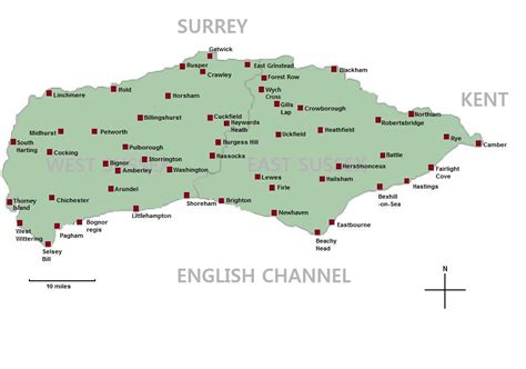 Map of Sussex