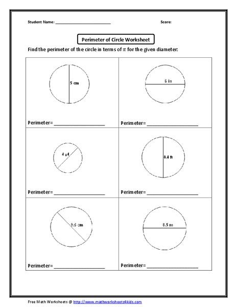 Perimeter of a Circle Worksheet Worksheet for 6th - 8th Grade | Lesson ...