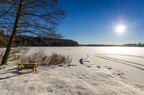 Winter Lake Scenery in Sweden Stock Image - Image of north, nature ...