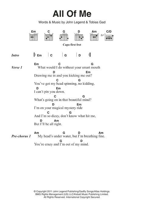 All Of Me by John Legend - Guitar Chords/Lyrics - Guitar Instructor