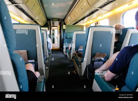 The Interior Of The Economy Class Rail Car On A Canadian Via Rail Train Stock Photo - Alamy