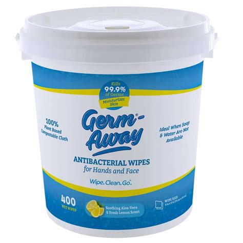 Germ-Away Antibacterial Hand & Face Wipes 400 Count Bucket - Dutch Harbor Brands