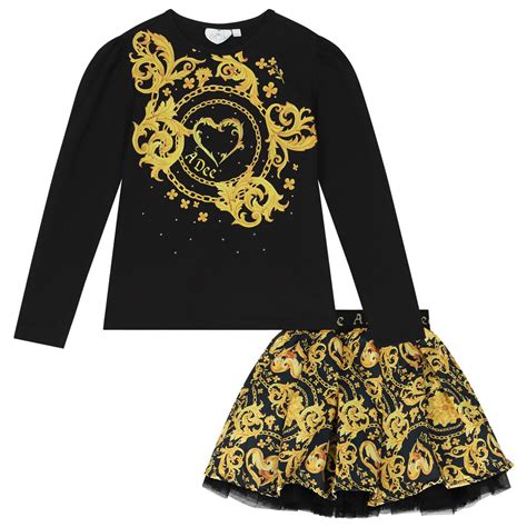 A Dee Girls Black & Gold Skirt Set | Junior Couture