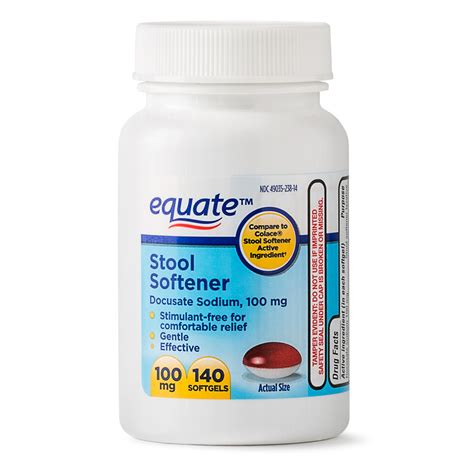 Equate Stool Softener Docusate Sodium, 100mg Stimulant Free - 140 Softgels | eBay