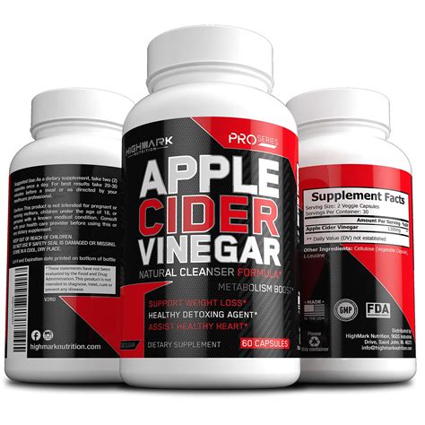 100% Organic Apple Cider Vinegar Capsules by HighMark Nutrition | Fast ...